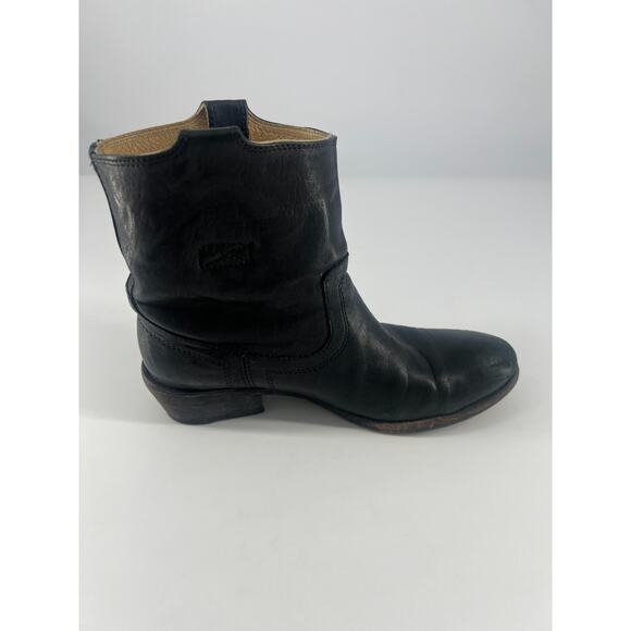 Frye Ankle Boots Womens Size 7.5 B Black Leather Booties Anna Shortie Basic - Picture 3 of 10